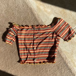 Multicolor Off the shoulder crop top